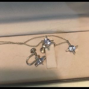 Necklace with screw earrings.